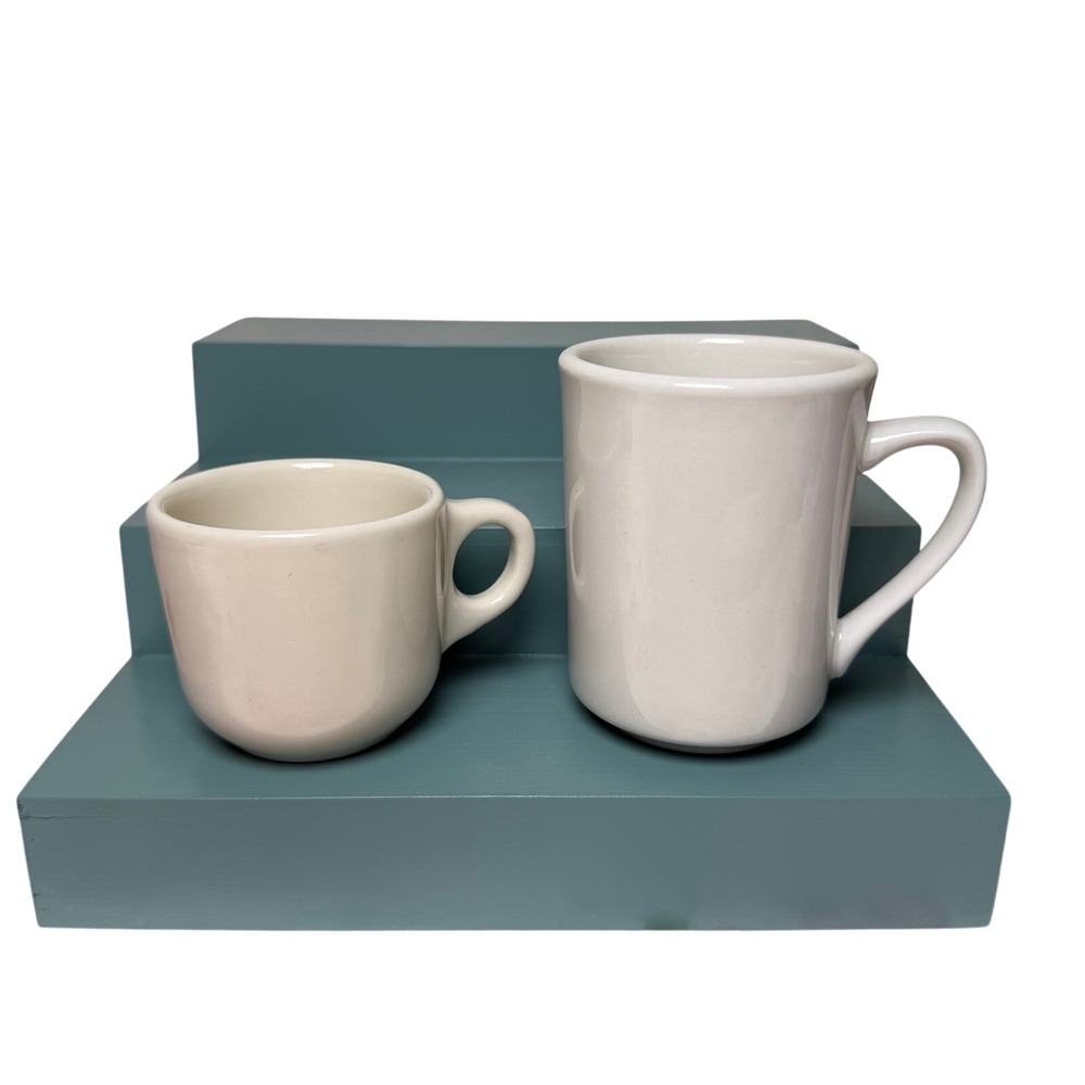 Buffalo China and Don Dinnerware Cream Diner‎ Mug and Espresso Cup Set 2pc